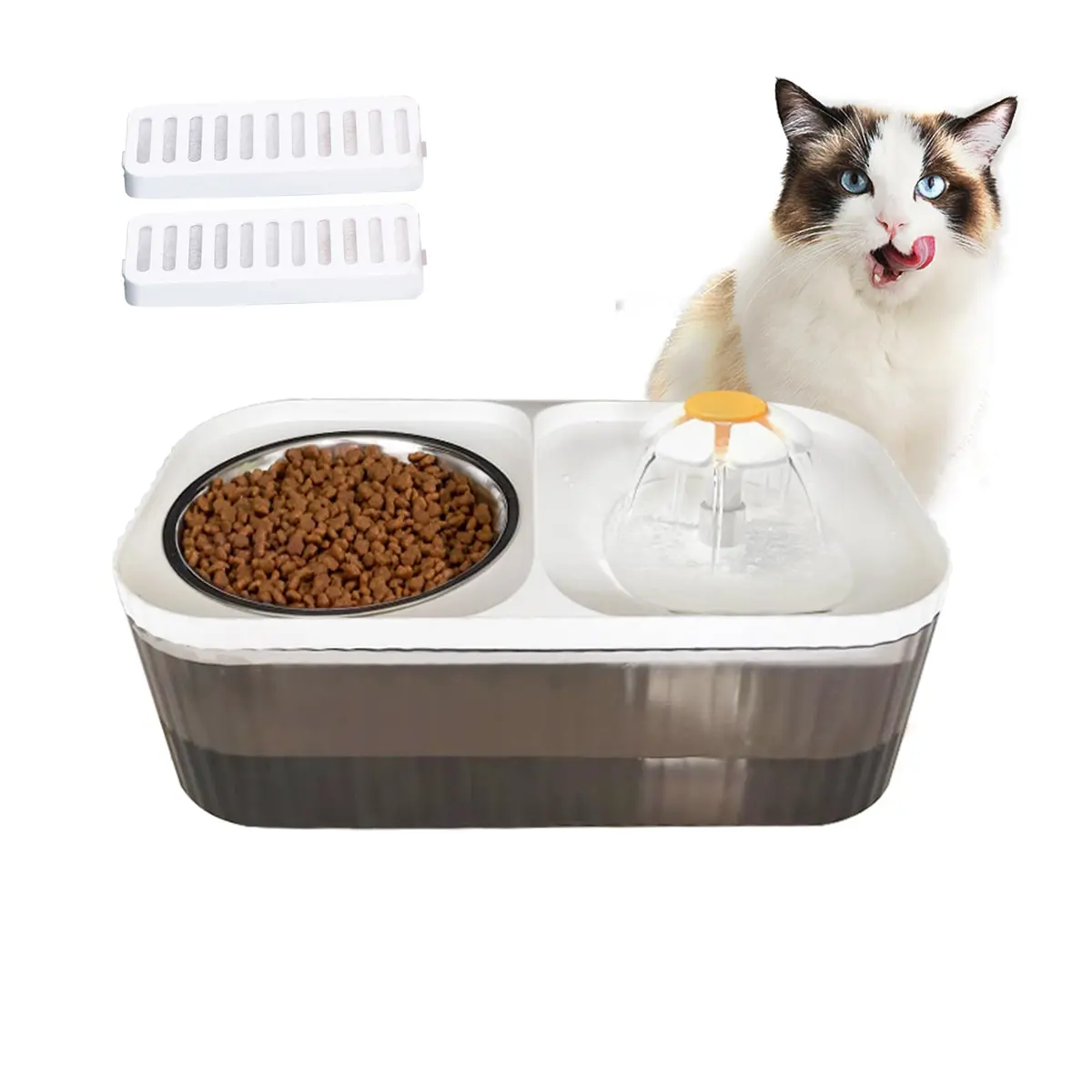 Suertree Cat Water Fountain Food Bowl Stainless Steel | 3L Capacity, Quiet Pump, BPA-Free - main product image