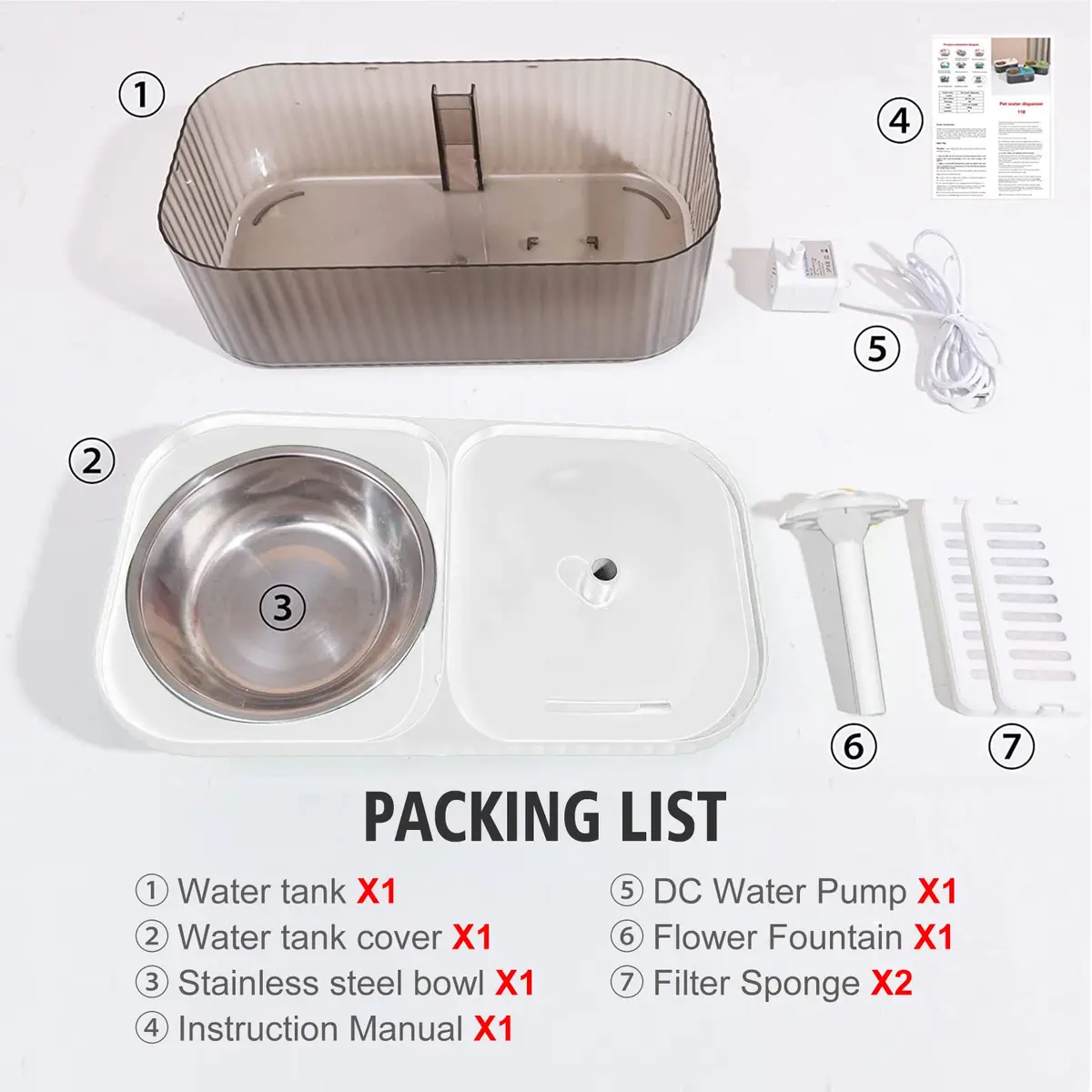 Suertree Cat Water Fountain Food Bowl Stainless Steel | 3L Capacity, Quiet Pump, BPA-Free - view 6
