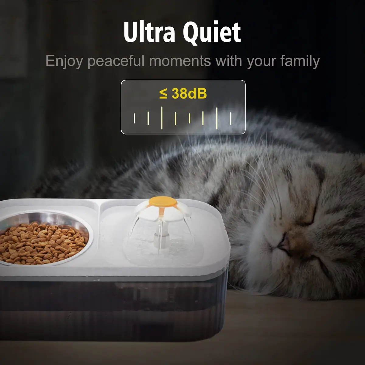 Suertree Cat Water Fountain Food Bowl Stainless Steel | 3L Capacity, Quiet Pump, BPA-Free - view 3