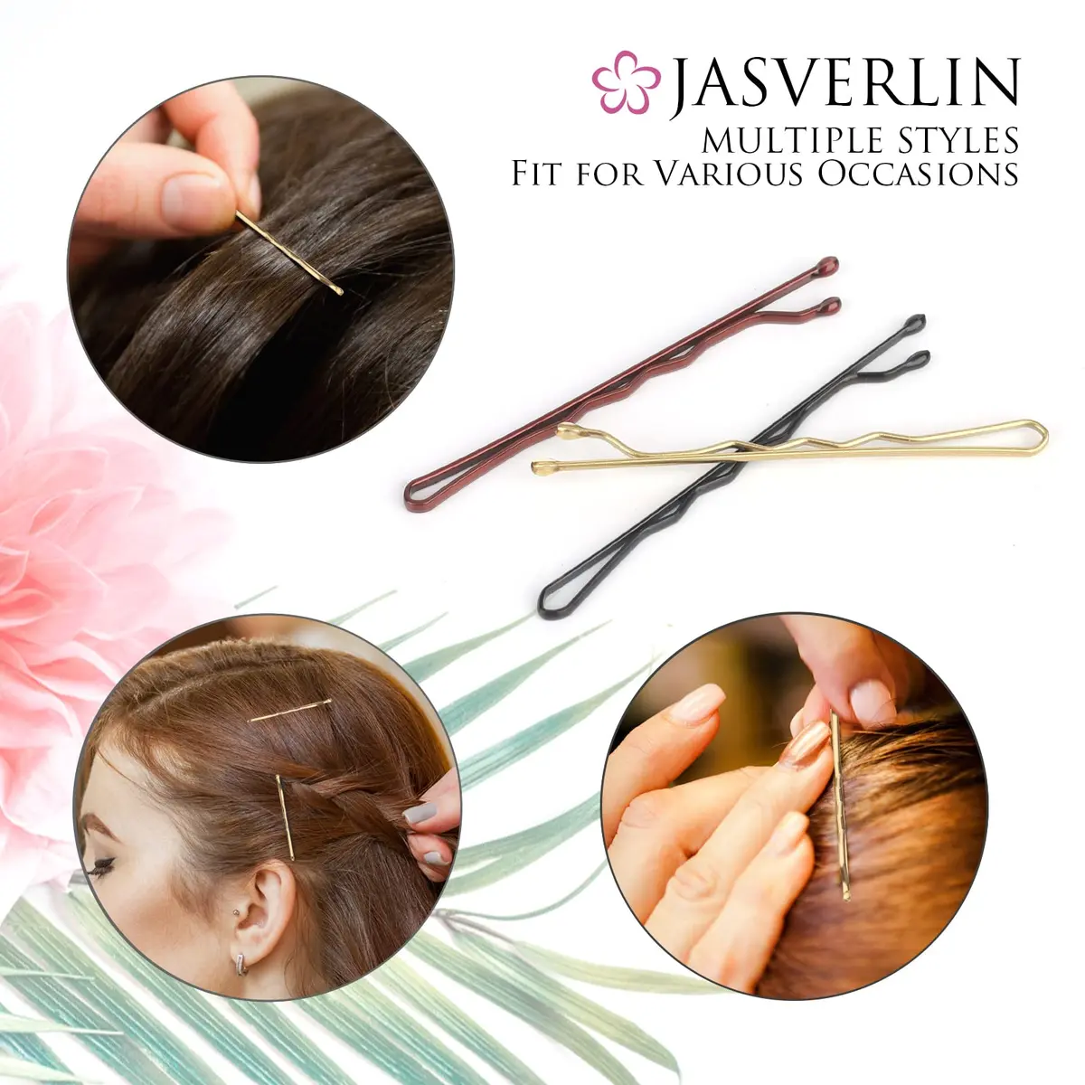 JASVERLIN Gold Bobby Pins 2.4 inch (6cm) 100 Pcs | Strong Grip Hair Pins for Styling - view 5
