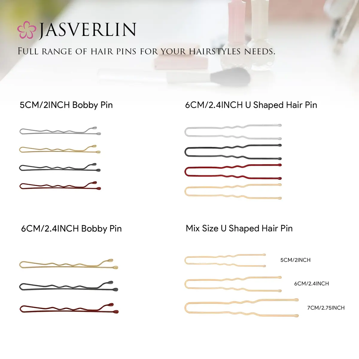 JASVERLIN Gold Bobby Pins 2.4 inch (6cm) 100 Pcs | Strong Grip Hair Pins for Styling - view 7