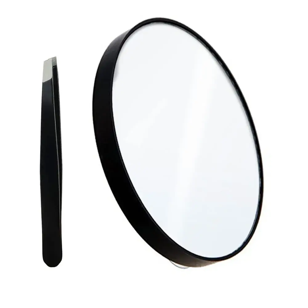 TTSAM 10X Magnifying Makeup Mirror with Tweezers & Suction Cups | 10.9 cm (4.3 inches) Round Black - main product image