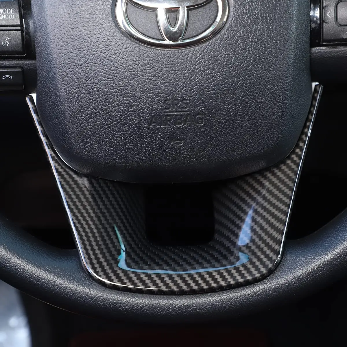 CHEAYAR Carbon Fiber Pattern Steering Wheel Trim Cover for Toyota Fortuner 2016-2022 | Interior Protection Frame - view 5