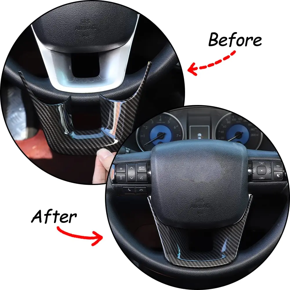 CHEAYAR Carbon Fiber Pattern Steering Wheel Trim Cover for Toyota Fortuner 2016-2022 | Interior Protection Frame - view 2
