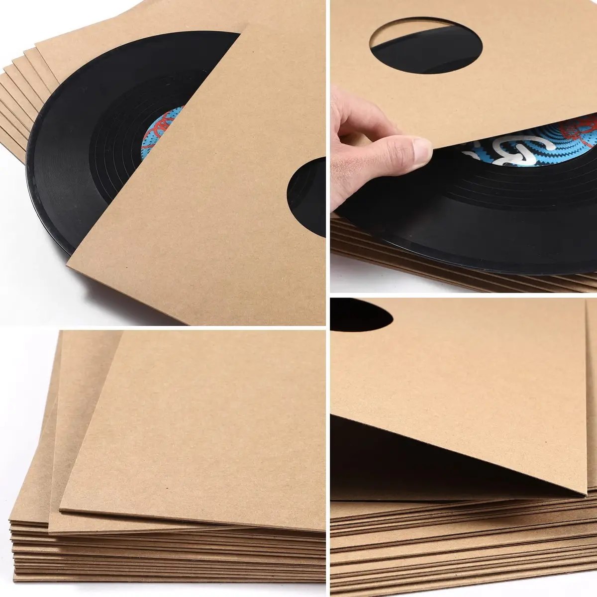 Facmogu 10PCS 12in Vinyl Record Sleeves | Thick 350gsm Kraft Cardboard LP Covers for 12-inch Vinyl - view 6