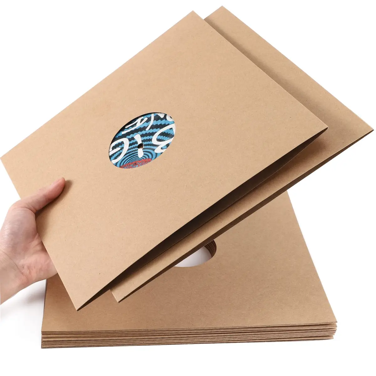 Facmogu 10PCS 12in Vinyl Record Sleeves | Thick 350gsm Kraft Cardboard LP Covers for 12-inch Vinyl - view 8