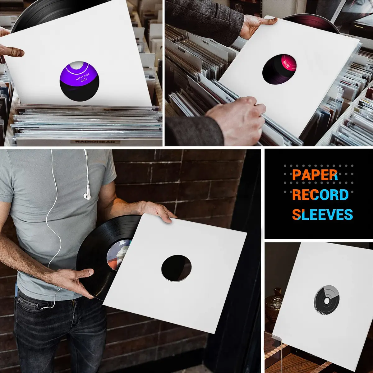 Facmogu 10PCS 12-inch Vinyl Record Sleeves 30.48cm (12 inch) | Acid-Free Cardboard LP Covers for 33 RPM Records - view 5