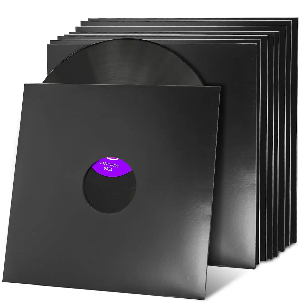 Facmogu 10PCS 12-inch Vinyl Record Sleeves 30.48cm (12 Inch) | Heavy Duty 350gsm Cardboard Jacket for Single LP - main product image