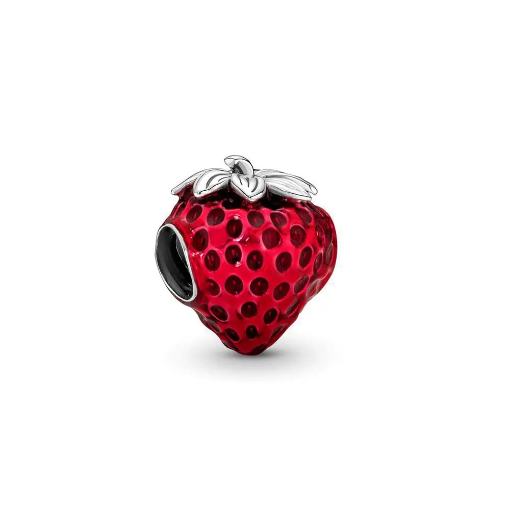 Lkwidi Strawberry Charm 925 Sterling Silver Pendant, 2.6cm x 0.9cm | Compatible with European & US Bracelets - main product image