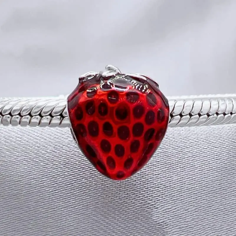 Lkwidi Strawberry Charm 925 Sterling Silver Pendant, 2.6cm x 0.9cm | Compatible with European & US Bracelets - view 7