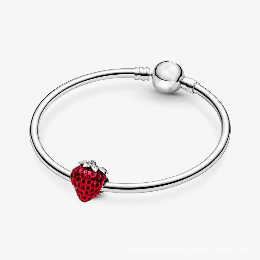 Lkwidi Strawberry Charm 925 Sterling Silver Pendant, 2.6cm x 0.9cm | Compatible with European & US Bracelets - view 2