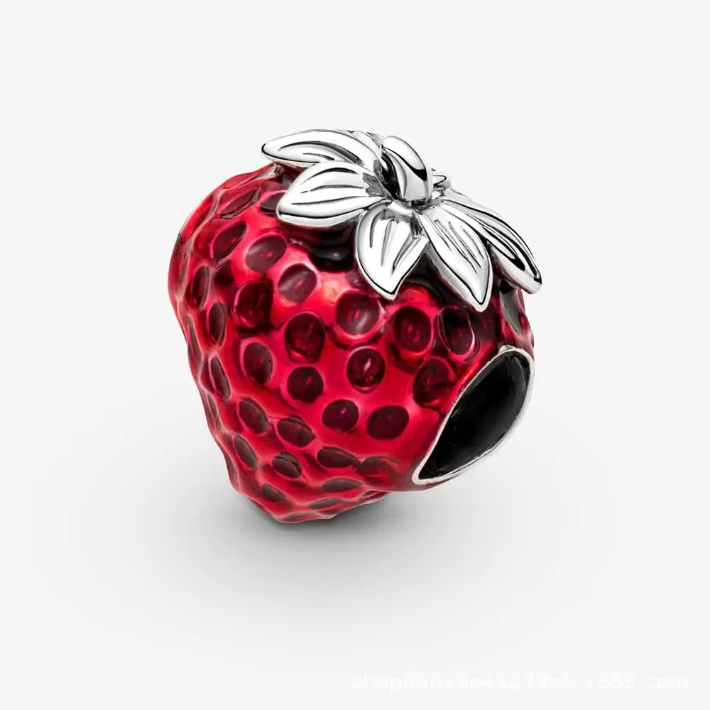 Lkwidi Strawberry Charm 925 Sterling Silver Pendant, 2.6cm x 0.9cm | Compatible with European & US Bracelets - view 3