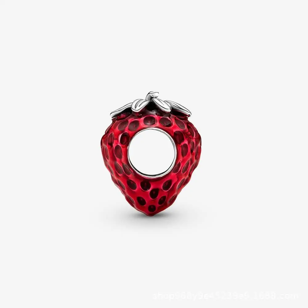 Lkwidi Strawberry Charm 925 Sterling Silver Pendant, 2.6cm x 0.9cm | Compatible with European & US Bracelets - view 4