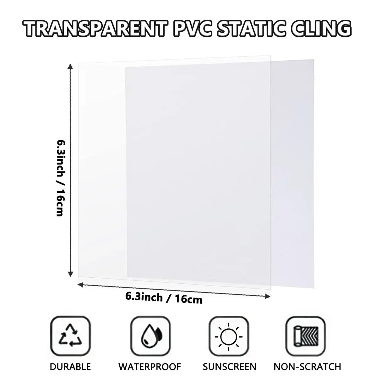 PUSNMI Clear Static Cling Film 6 Sheets | Reusable Adhesive-Free Window Decals for Cars - view 4