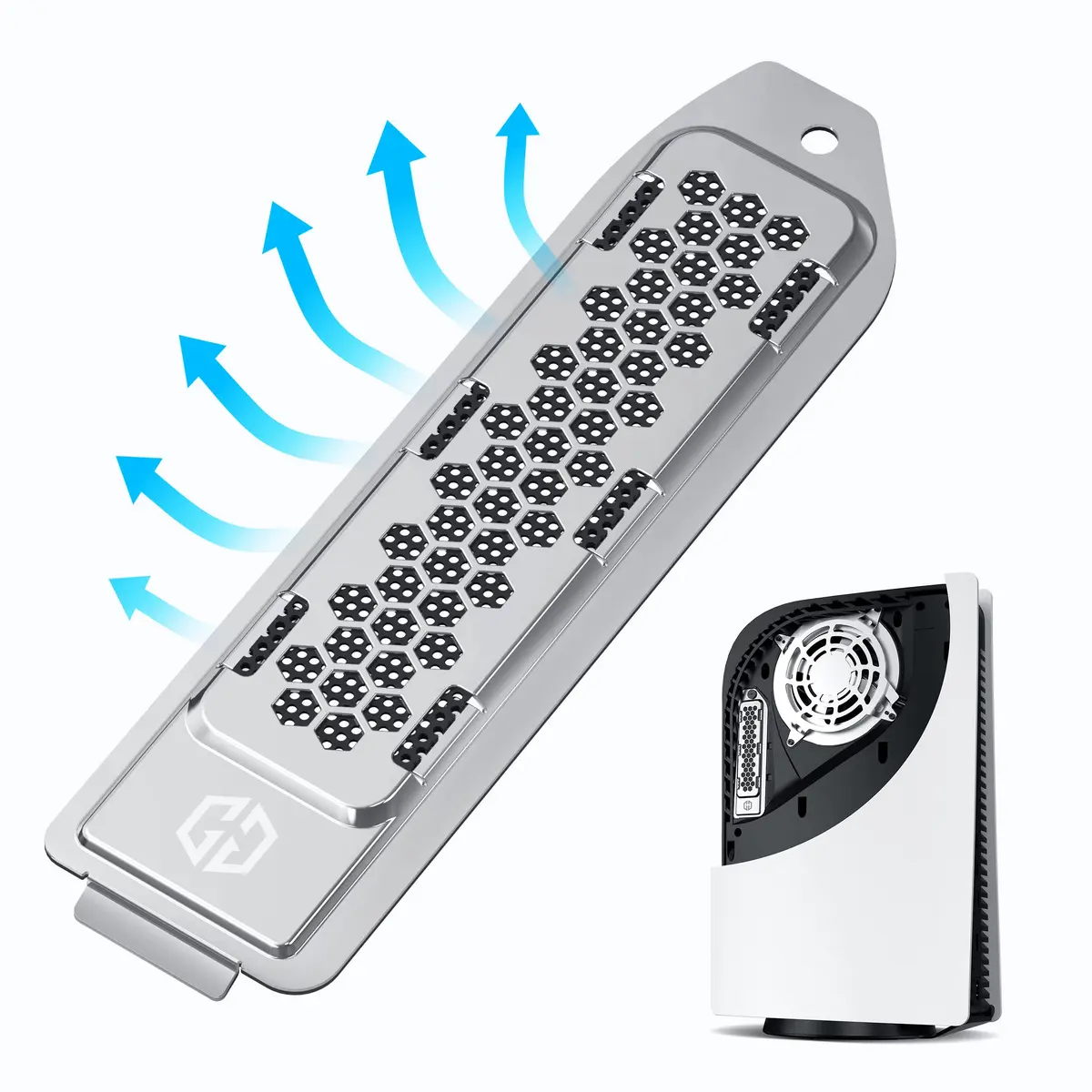 GRAUGEAR Metal Heat Dissipation Cover for PS5 M.2 SSD Expansion Slot | Cooling and Dust Proof (Silver) - main product image