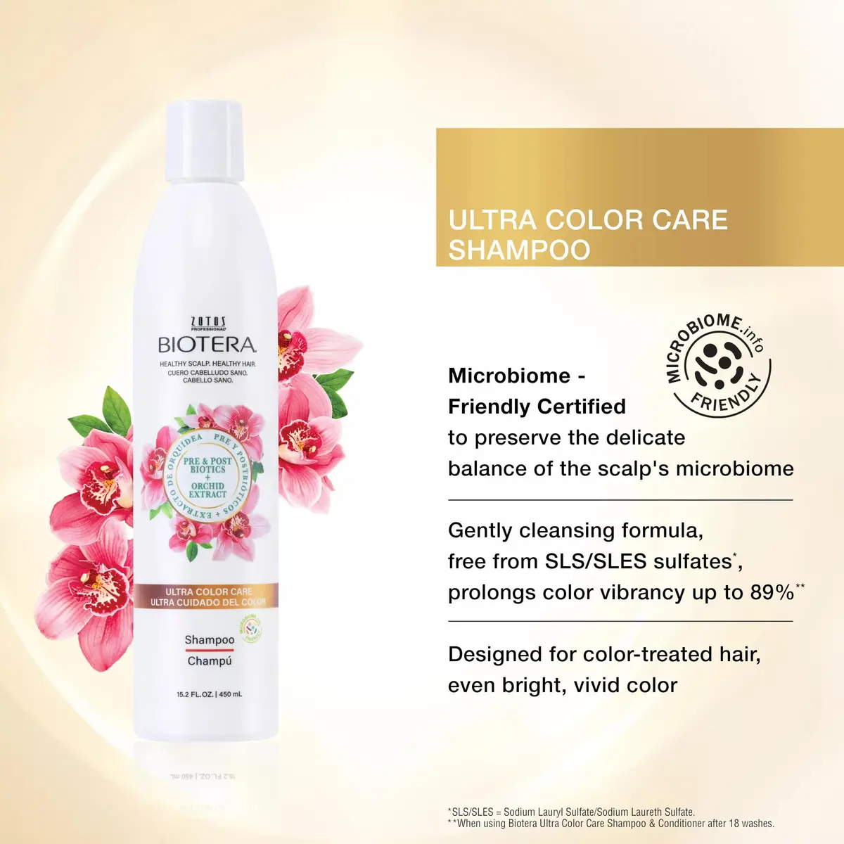 Biotera Ultra Color Care Shampoo for Vivid Color-Treated Hair | Protects & Extends Vibrancy with Coconut & Orchid Extract, Vegan, Sulfate-Free, 15.2 Fl Oz - view 2