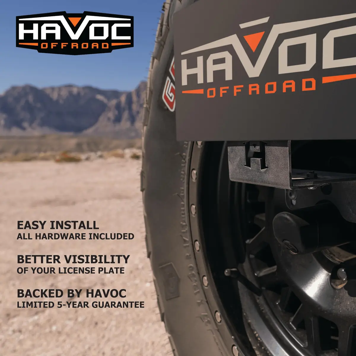 HAVOC OFFROAD License Plate Relocation for Ford Bronco | Adjustable Steel Black | HFB-05-001 | 2021-2025 - view 5