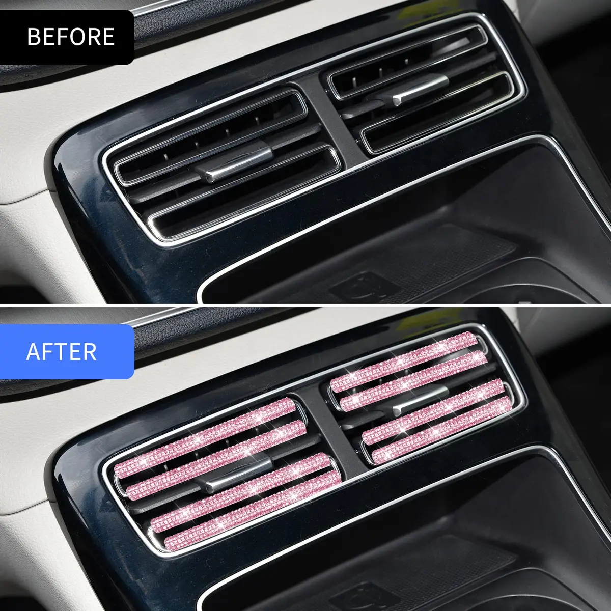 INSAUTO Bling Car Air Vent Outlet Trim Strip 10pcs Pink | Sparkle Up Your Car Interior - view 7