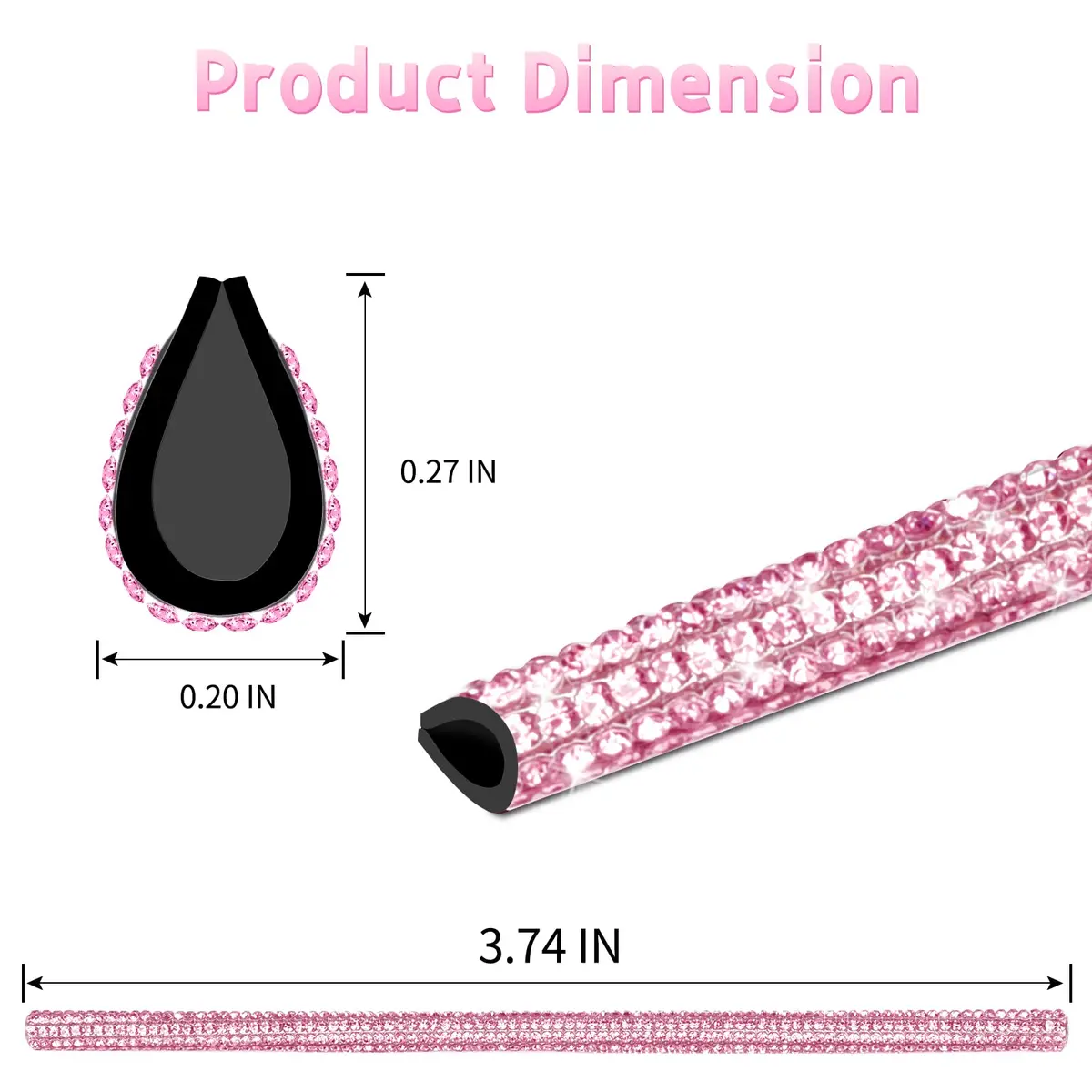 INSAUTO Bling Car Air Vent Outlet Trim Strip 10pcs Pink | Sparkle Up Your Car Interior - view 4