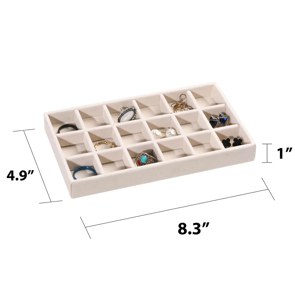 Frebeauty Jewelry Trays for Drawer | Set of 4 Velvet Organizer for Earrings, Rings & Necklaces - view 2