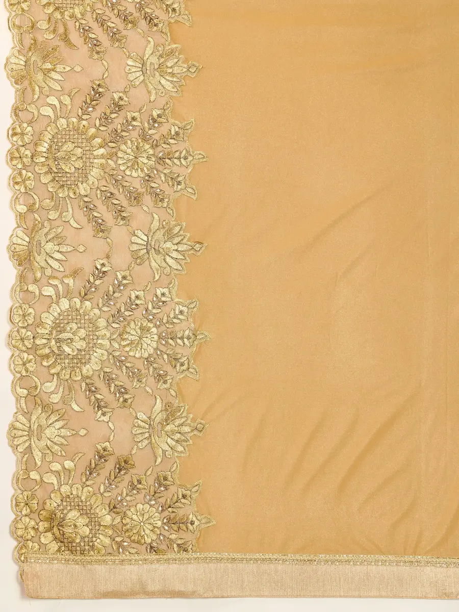 TRENDMALLS Women's Malai Silk Saree K817-Gold | Embroidery & Stone Work for Festive Wear - view 7