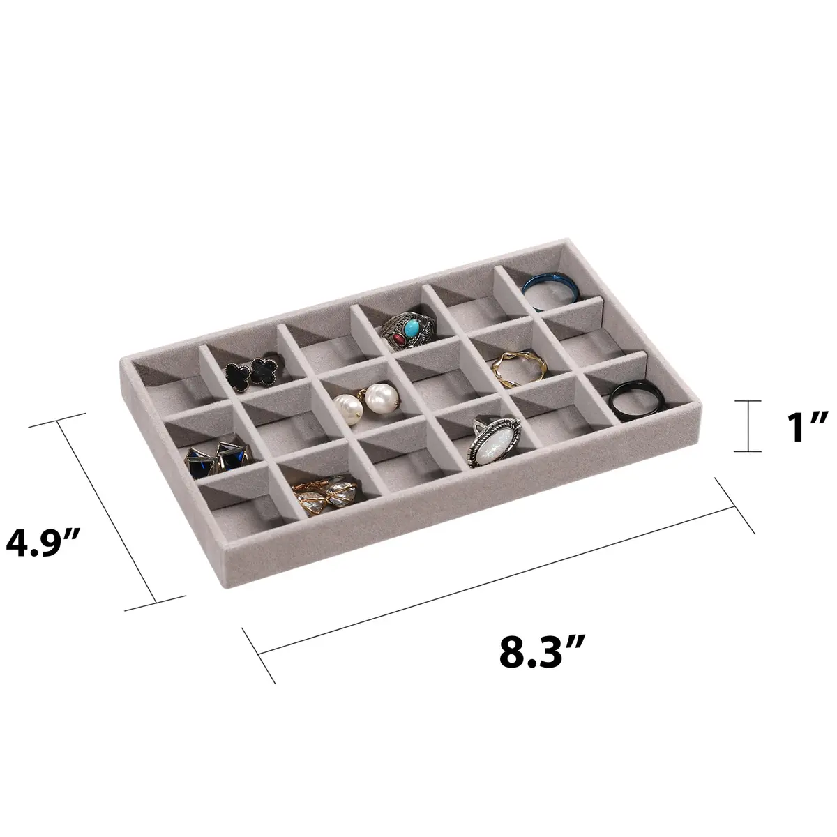 Frebeauty Jewelry Trays for Drawer | Set of 4 Velvet Organizer for Earrings, Rings & Necklaces, 8.3×4.75 inch - view 2