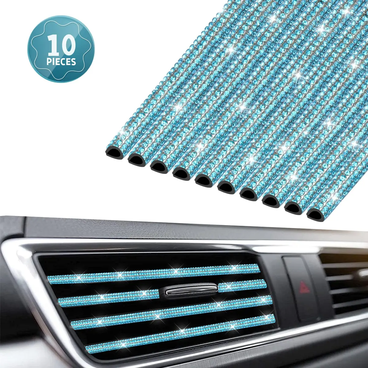 INSAUTO Bling Car Vent Outlet Trim 10pcs | Sparkle Diamond Car Accessories for Women & Girls - view 9