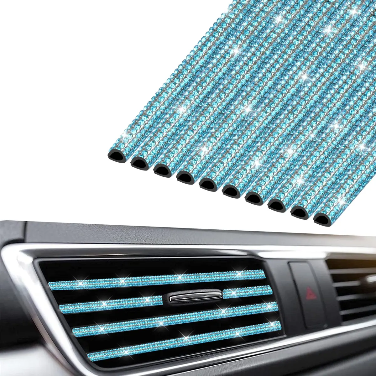 INSAUTO Bling Car Vent Outlet Trim 10pcs | Sparkle Diamond Car Accessories for Women & Girls - view 2