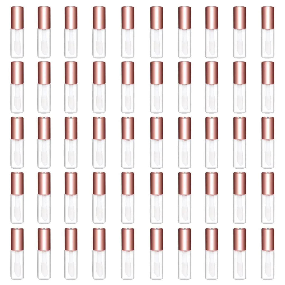 Mydio Clear Empty Lip Gloss Tubes with Rose Gold Lid, 50 Pack 1.2ml | Leak Proof Containers for DIY Lip Balm & Eyelash Growth Oil - main product image