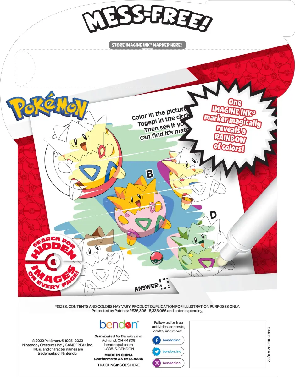 Bendon Imagine Ink Pokemon Magic Ink Pictures and Game Book with Mess Free Marker - view 2