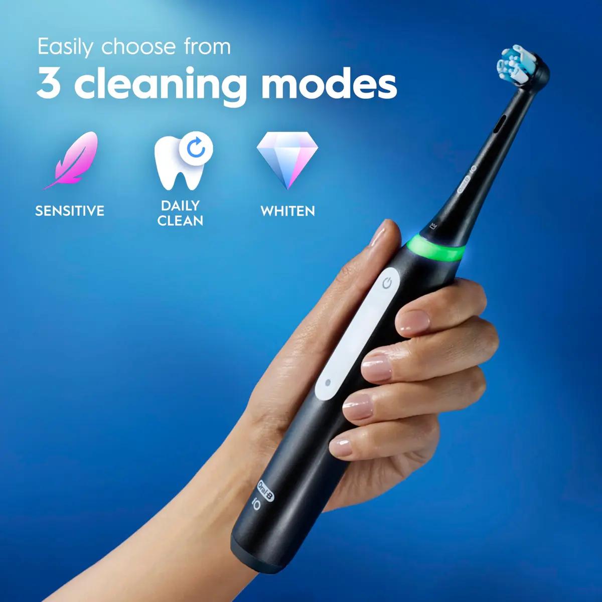 Oral-B iO Series 3 Limited Deep Clean Rechargeable Electric Toothbrush with Pressure Sensor, 3 Modes, 2 Brush Heads, Travel Case, Icy Blue | Dentist-Recommended Technology - view 5