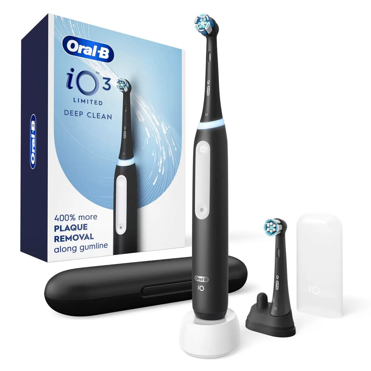 Oral-B iO Series 3 Limited Rechargeable Electric Toothbrush | 3 Modes, Pressure Sensor, 2 Brush Heads, Travel Case - main product image