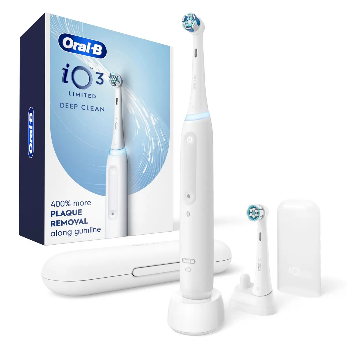 Oral-B iO Series 3 Limited Deep Clean Rechargeable Electric Toothbrush with Visual Pressure Sensor & 2 Brush Heads | 3 Cleaning Modes - main product image