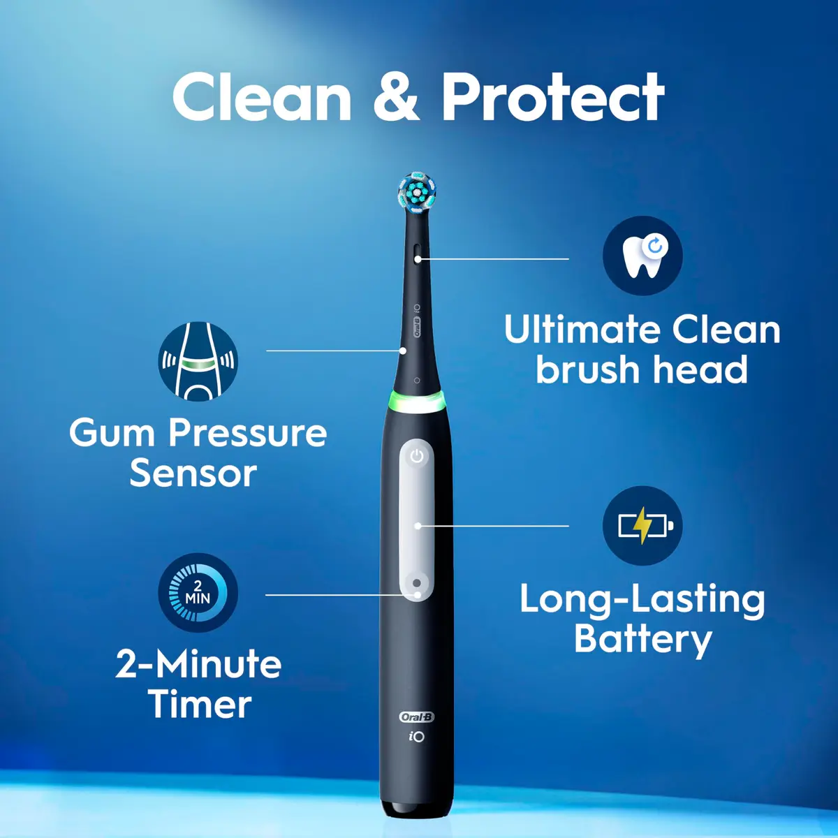 Oral-B iO Series 3 Limited Deep Clean Rechargeable Electric Toothbrush with Visual Pressure Sensor & 2 Brush Heads | 3 Cleaning Modes - view 2