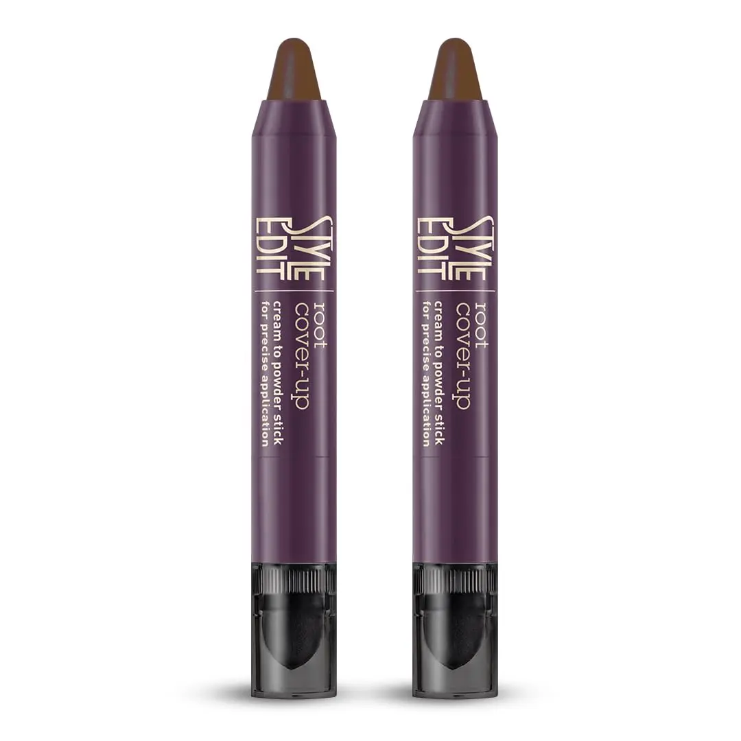 STYLE EDIT Root Touch Up Stick | Temporary Hair Color for Gray Roots | Transfer-Resistant, Salon-Quality | Medium Brown, 0.11 oz (Pack of 2) - main product image