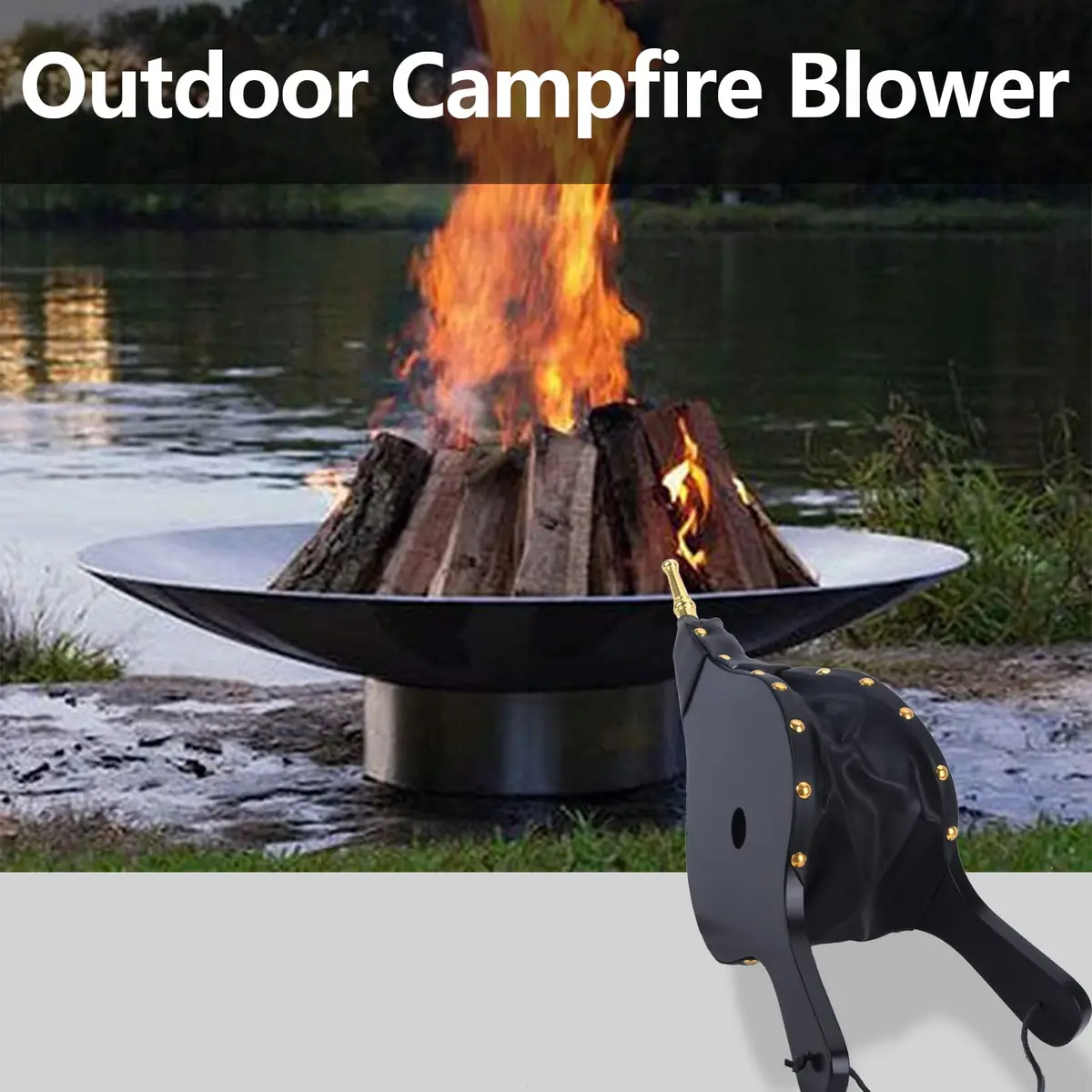 Foedo Fireplace Bellows 17"x 7.5" | Large Wood Stove & Fire Pit Tool with Hanging Strap - view 7