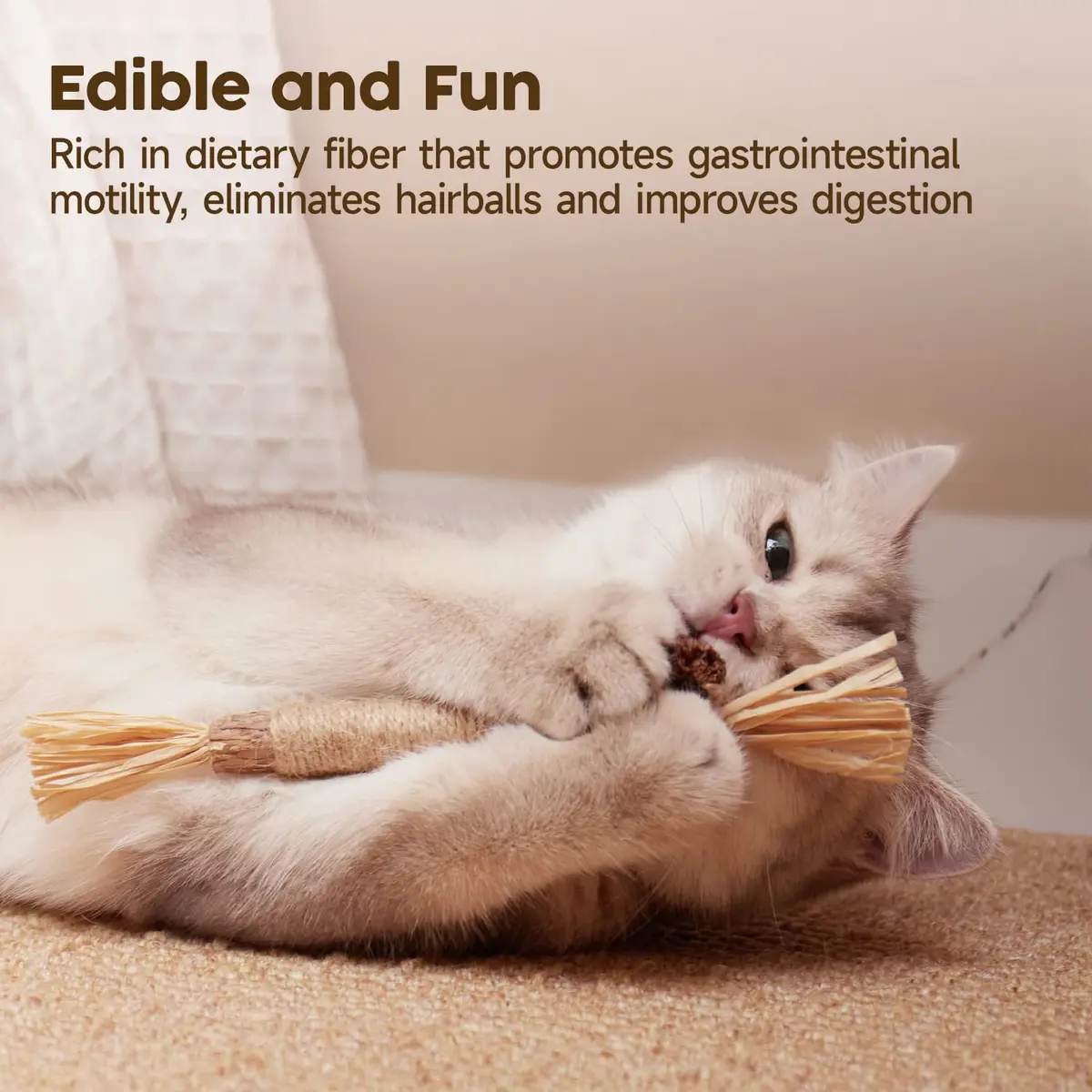 Potaroma Natural Silvervine Sticks Cat Toys 6 Pcs | Catnip & Silvervine Blend for Dental Care & Play - view 3