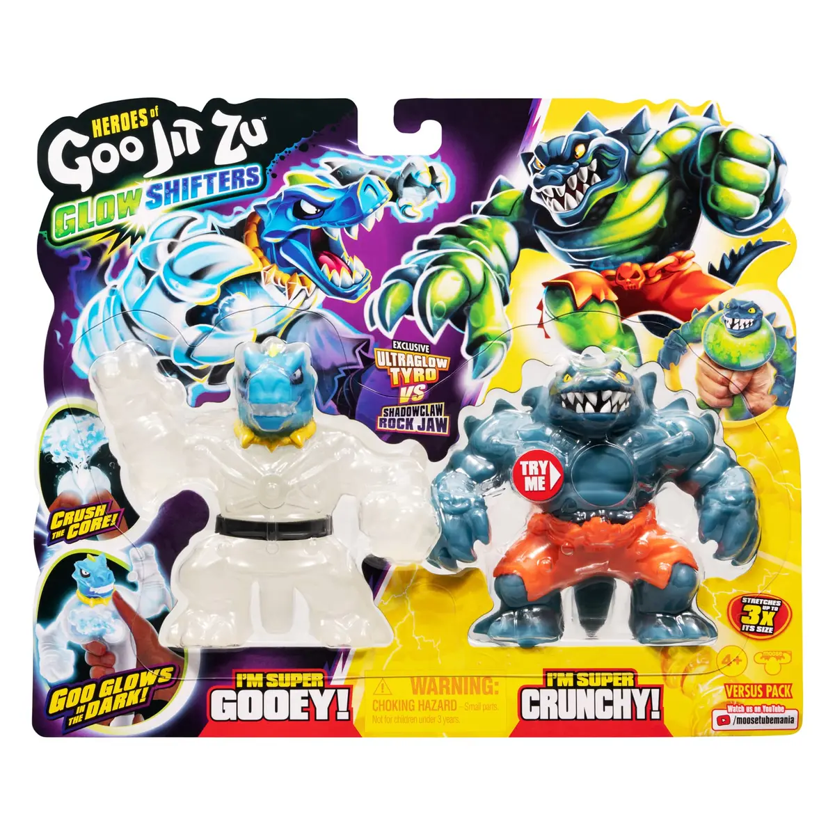 Heroes of Goo Jit Zu Glow Shifters Versus Pack Ultraglow Tyro VS Shadowclaw Rock Jaw | Glow-in-the-Dark Goo Transformation - view 2