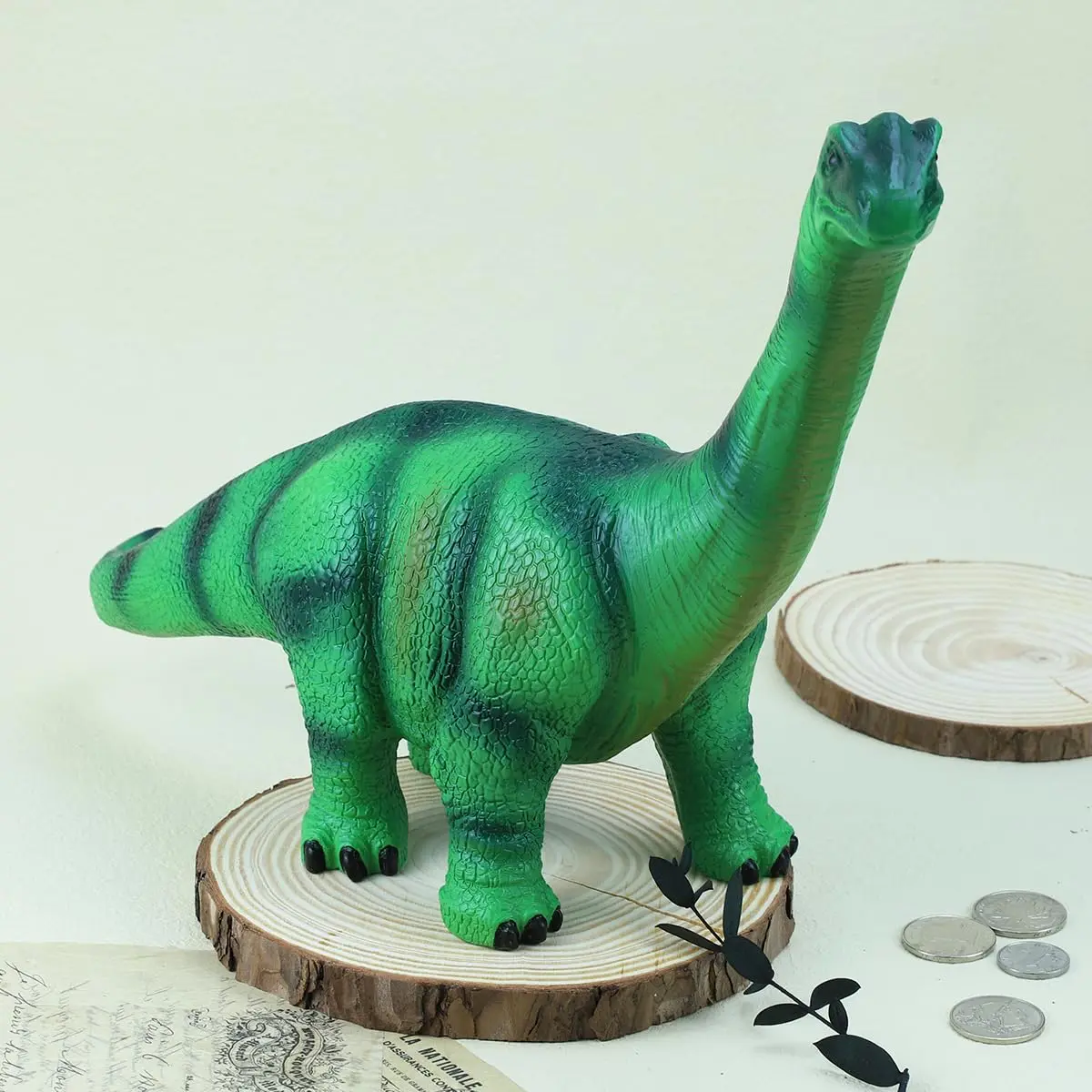 MASSJOY Resin Large Brachiosaurus Piggy Bank | Eco-Friendly Kid's Coin Bank (16in x 12in) - view 3