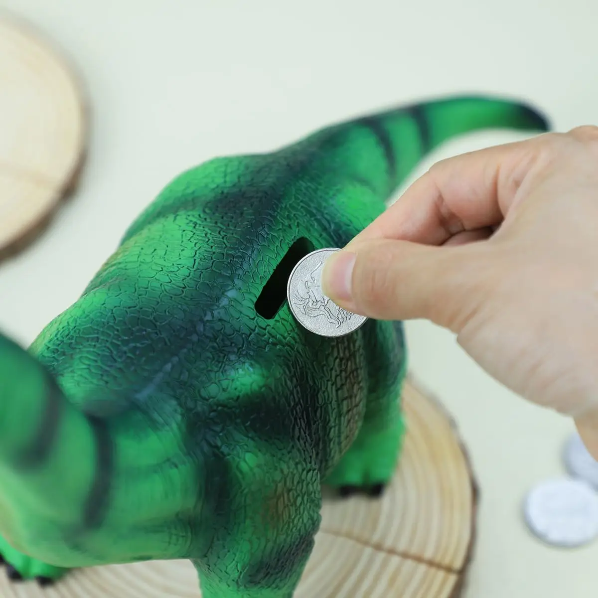 MASSJOY Resin Large Brachiosaurus Piggy Bank | Eco-Friendly Kid's Coin Bank (16in x 12in) - view 4