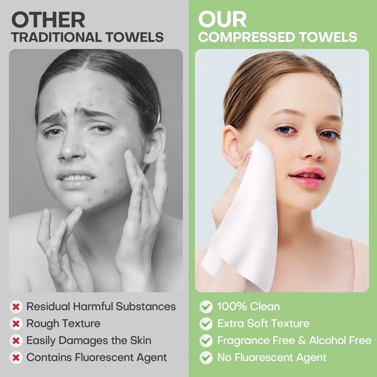 fancyou Compressed Towel Tablets 100 Count (Pack of 1) | Disposable Face Washcloths for Travel, Gym, Home - view 4
