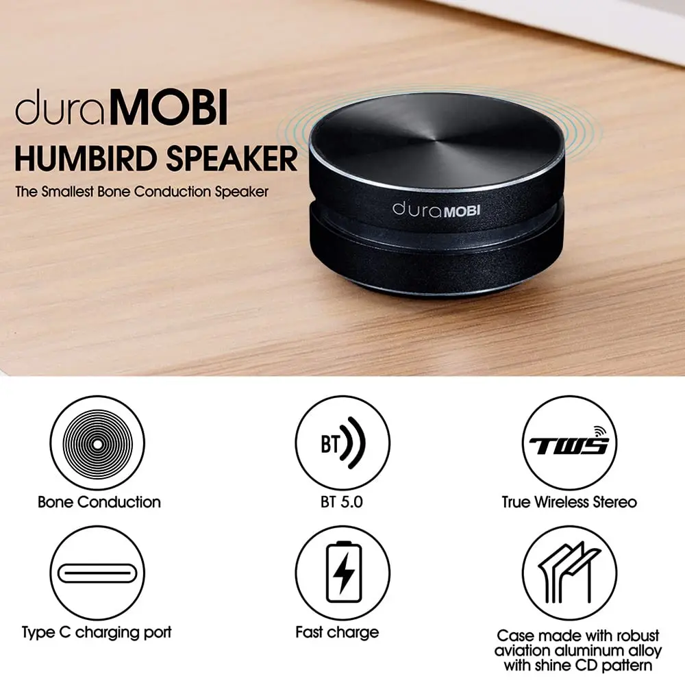 Splenssy Bone Conduction Mini Speaker Black | Portable Wireless Stereo Sound with Mic - view 3