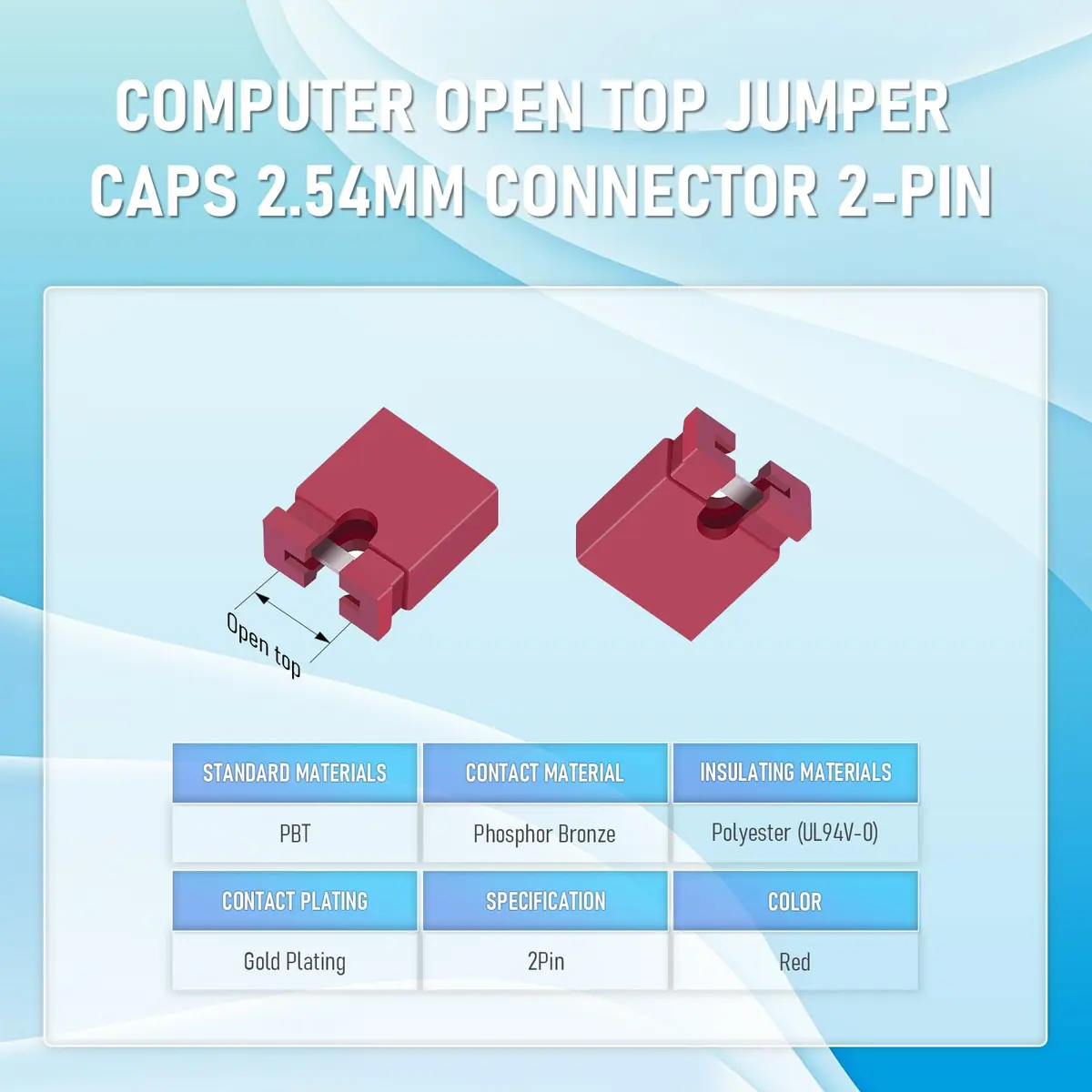 CQRobot 200 Pieces Red Standard Computer Jumper Caps Header Pin Shunt 2.54mm (0.1 inch) | For Arduino Raspberry Pi PCB PC DVD HDD Motherboard Projects - view 3