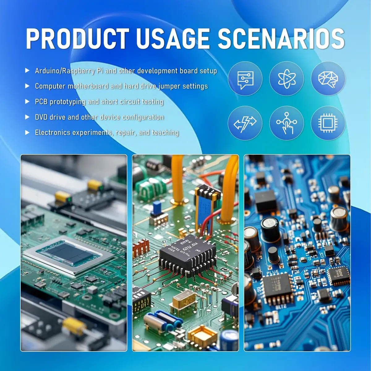 CQRobot 100 Pieces Green Standard Computer Jumper Caps with Handle 2.54mm (0.1 Inch) | For Arduino Raspberry Pi PCB PC DVD HDD Motherboard - view 5