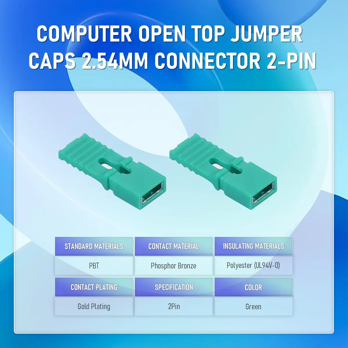 CQRobot 100 Pieces Green Standard Computer Jumper Caps with Handle 2.54mm (0.1 Inch) | For Arduino Raspberry Pi PCB PC DVD HDD Motherboard - view 3