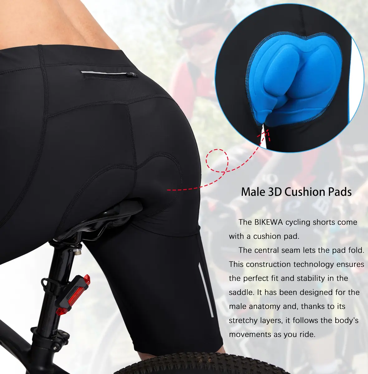Bikewa Shorts for Men 3D Padded Cycling | Breathable, Quick Dry, UPF 50+ (Large) - view 5
