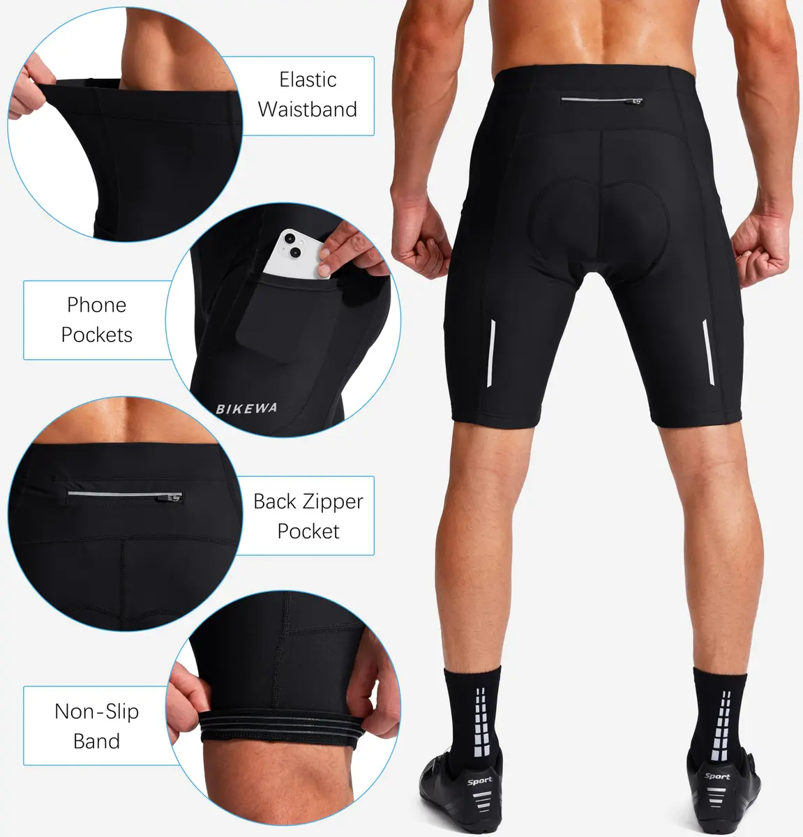 Bikewa Shorts for Men 3D Padded Cycling | Breathable, Quick Dry, UPF 50+ (Large) - view 6
