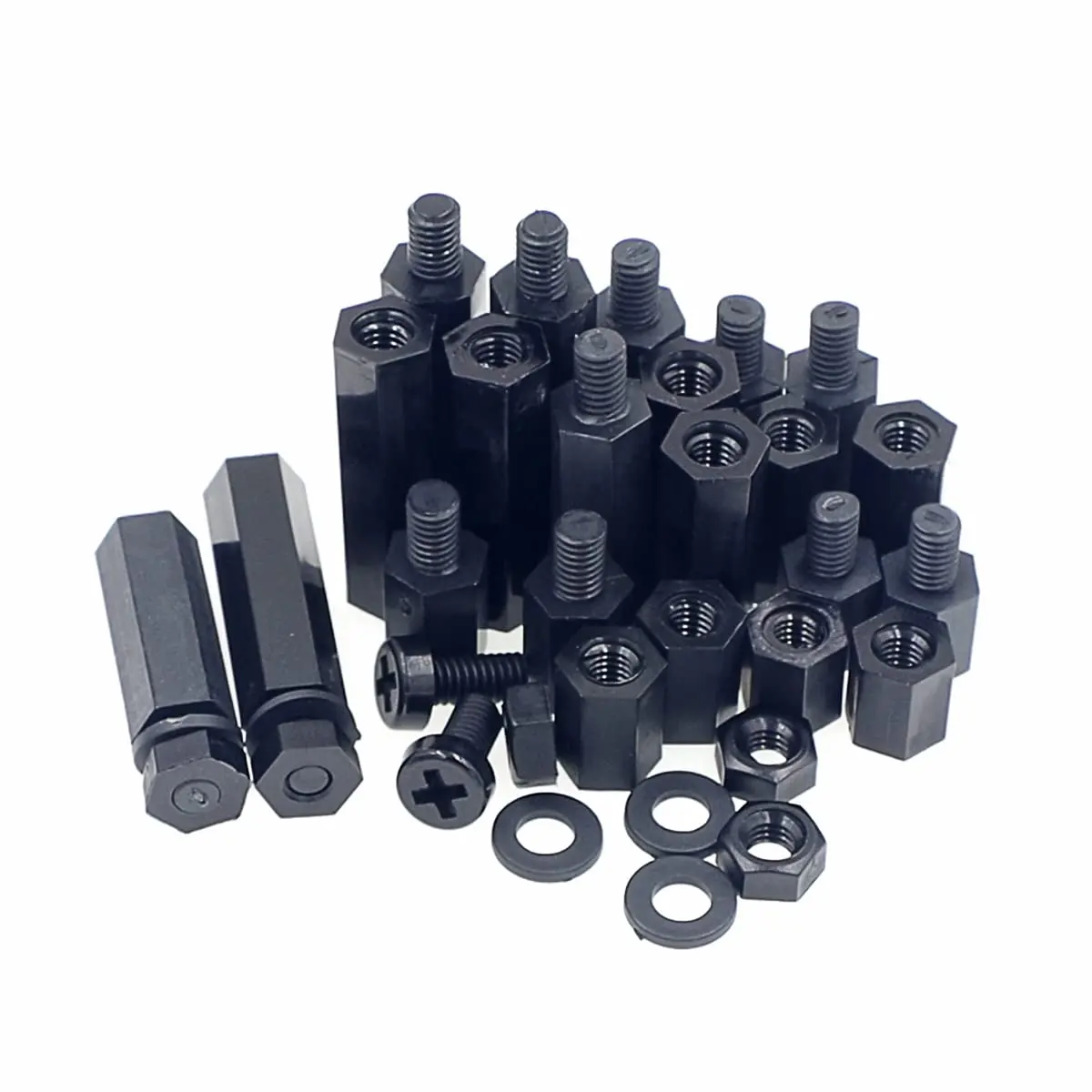 MCMASKE M4 Black Nylon Hex Standoff Screw Nut Washer Kit 230PCS | For PCB, Arduino, Raspberry Pi Projects - view 5
