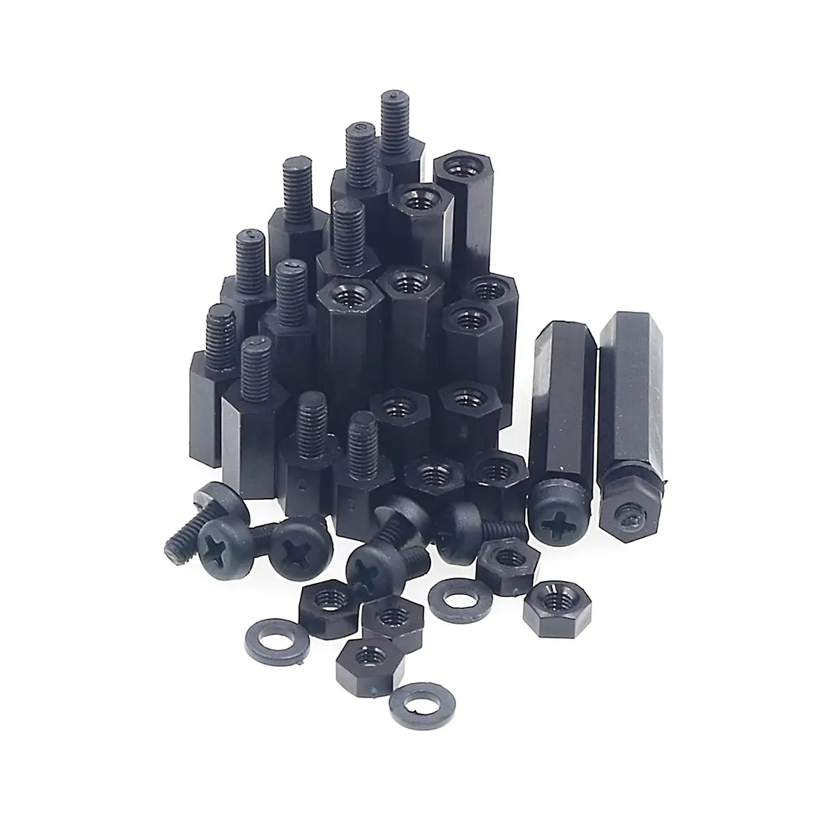 MCMASKE M3 Black Nylon Hex Standoff Spacer Kit 410PCS | Male-Female & Female-Female Assortment with Nuts & Screws - view 5