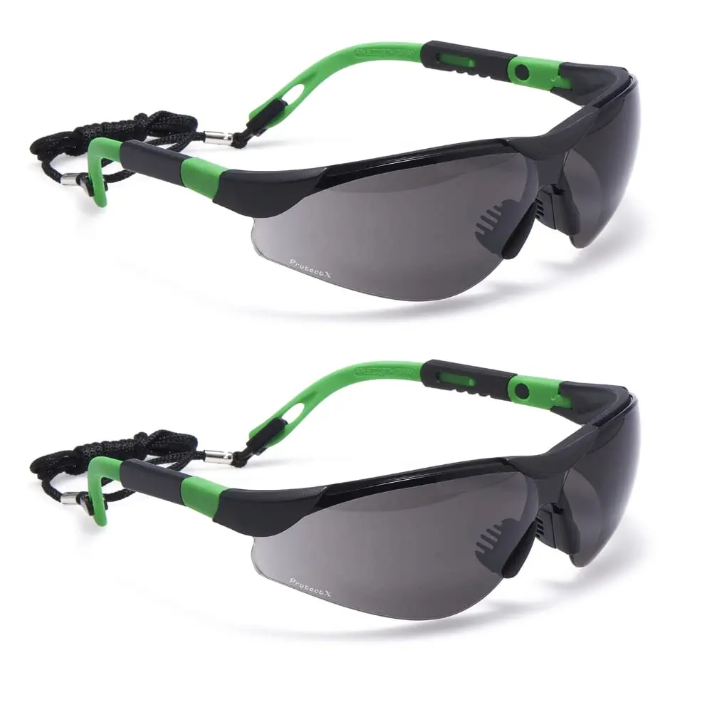 ProtectX Super Light Safety Glasses, Pathfinder Tinted Smoke | Impact & Scratch Resistant, Adjustable, ANSI Z87.1 Rated, UV AB Protection, 2 Pack - main product image